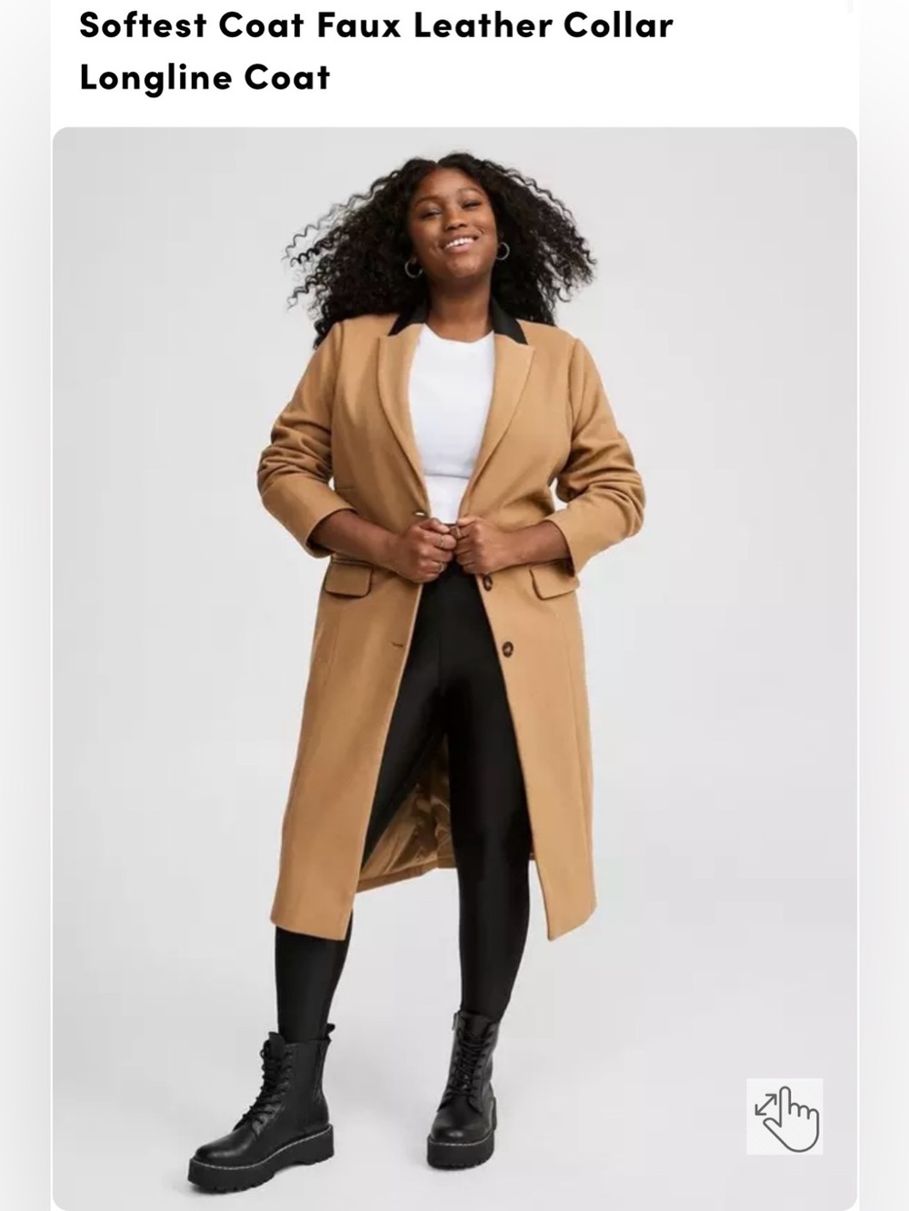 Torrid Tan Longline Coat with Faux Leather Collar - Picture 6 of 8